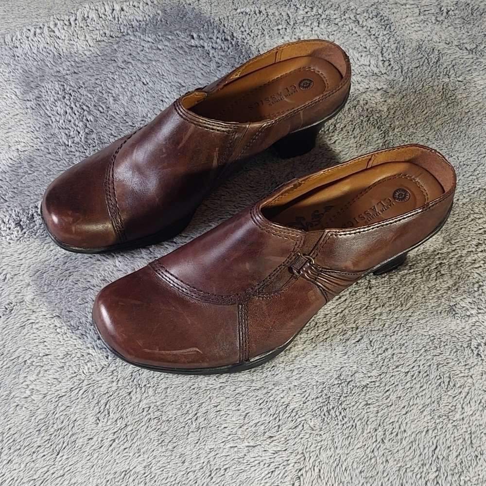 Earth Spirit Classics Emma Leather Heeled Clogs / Mules Sz 6